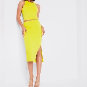 Express High waisted lime green skirt and top